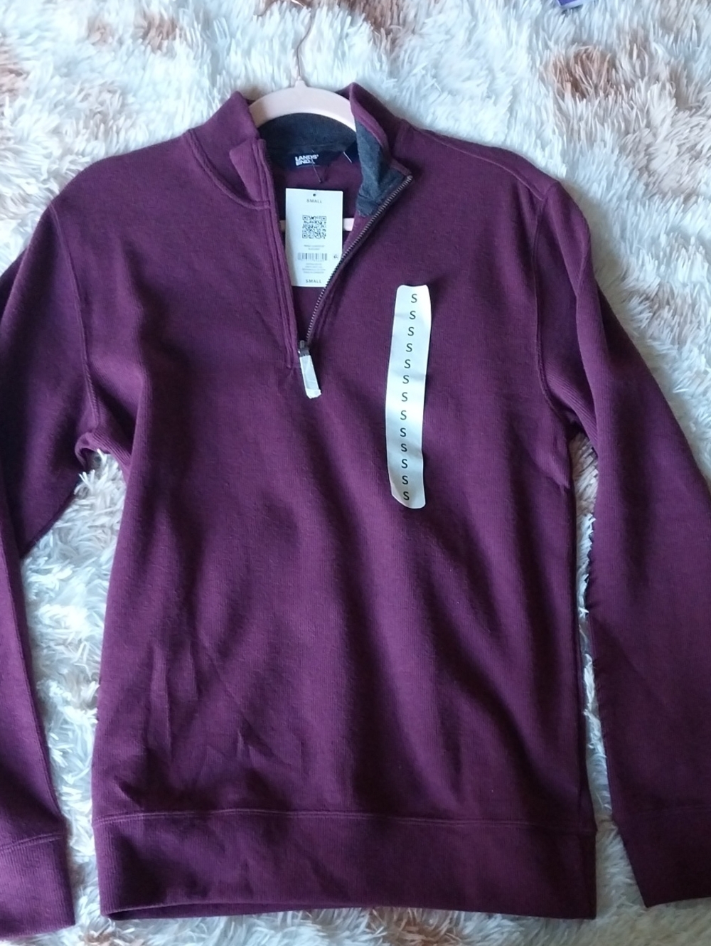 Lands' End Men's Plum Half-Zip Pullover Sweater